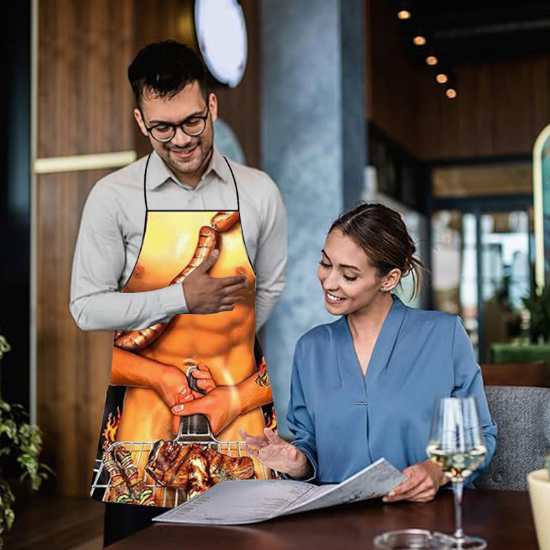 a Variety of Quirky Printed Aprons, and Creative Anti-Stain Aprons for Men's and Women's Parties Kitchen Cooking Aprons