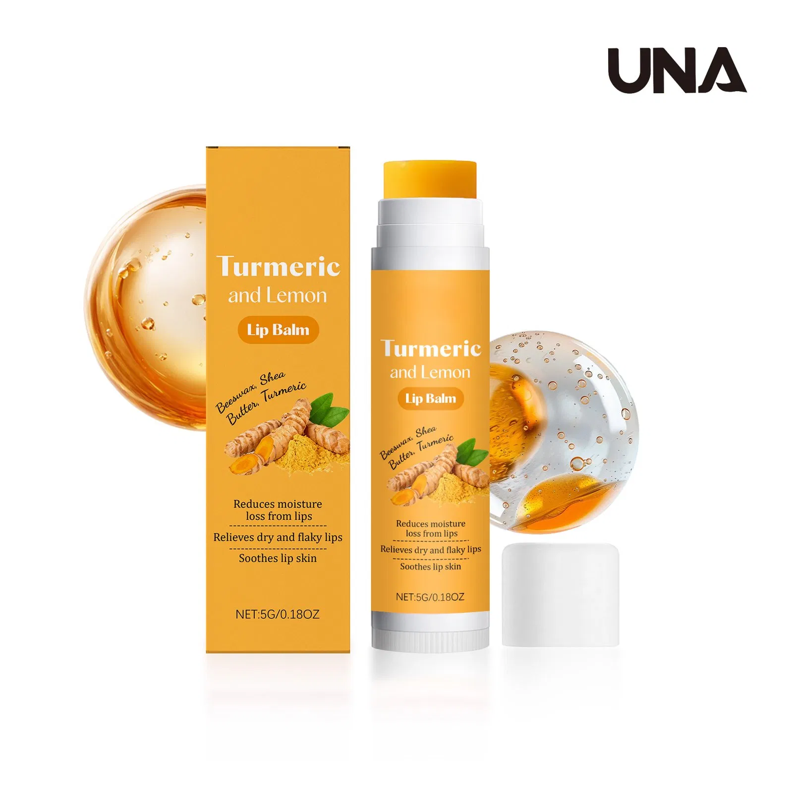 Turmeric Nourishing Brightening Lip Balm - Moisturizes and Nourishes Lip Skin, Hydrating, Plumping, Soft and Pouty Lips