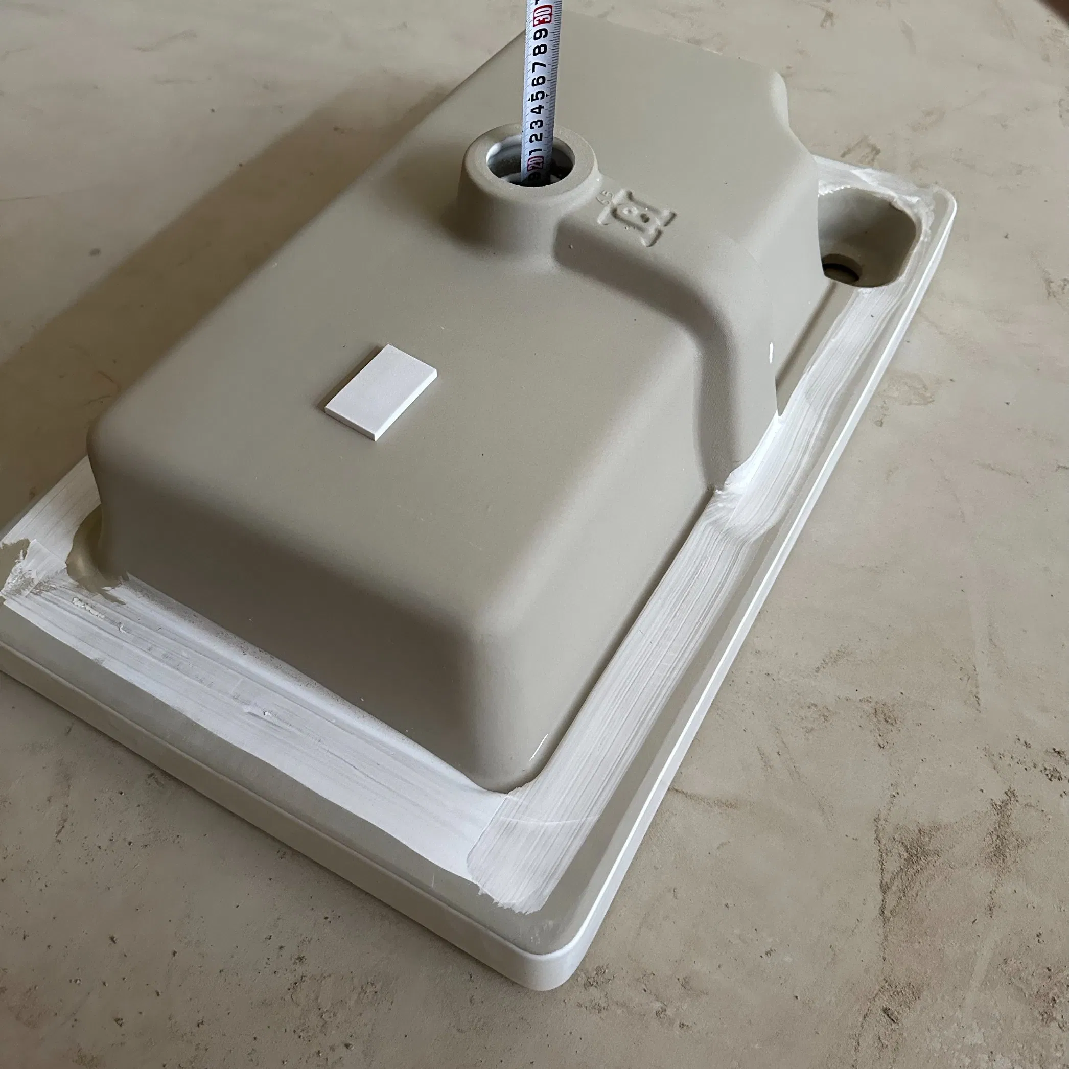 Ceramic Countertop Sink with Faucet Bathroom Washbasin, Half-Recessed Basin for Balcony