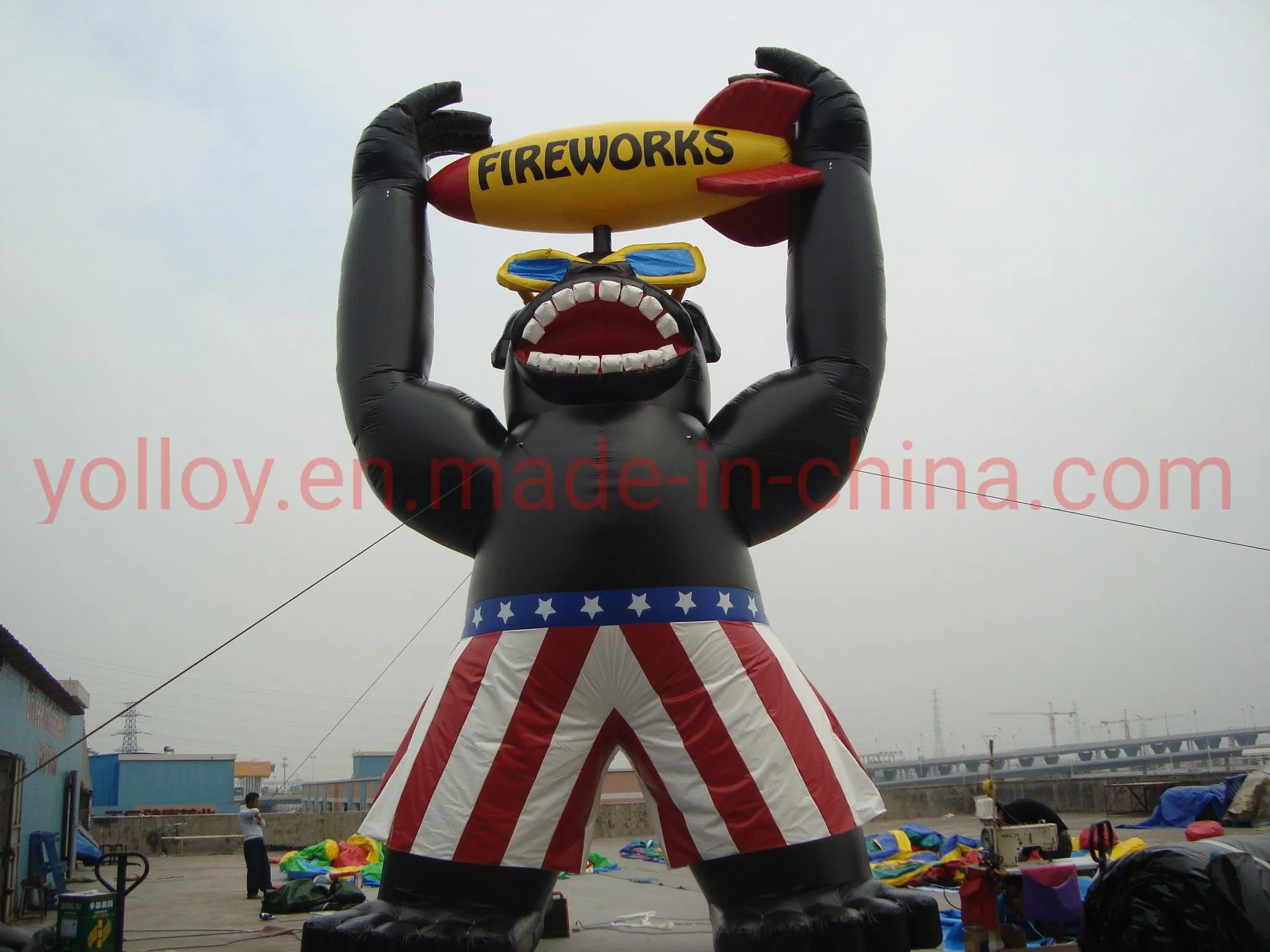 Inflatable Gorilla in American Flag Style Pants