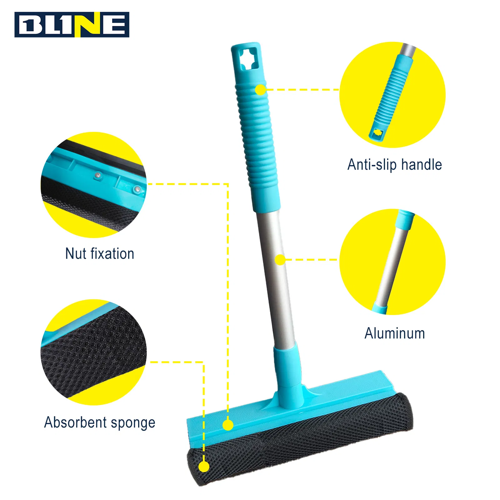 Multi-Surface Window Cleaning Tool with Absorbent Sponge and Silicone Blade