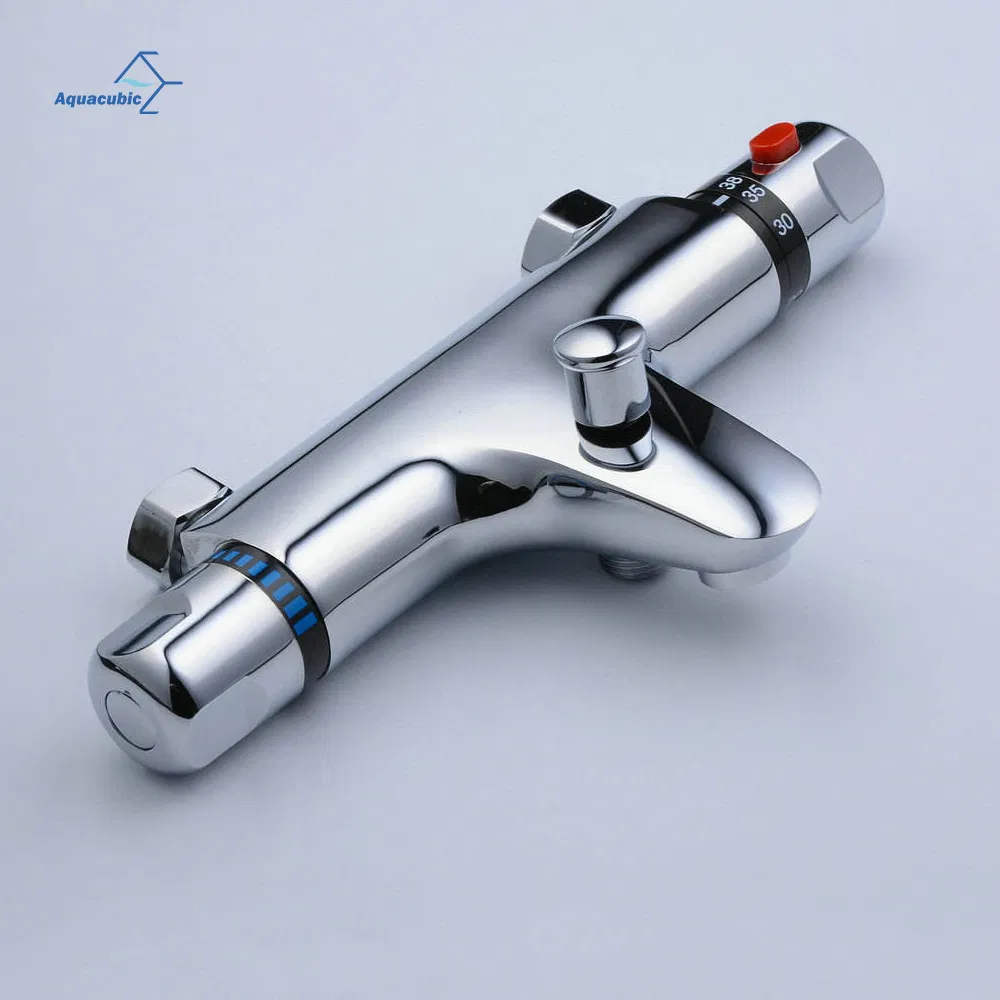 Aquacubic Bathroom Wall Mount Hot Cold Water Thermostatic Shower Mixer Faucet Valve