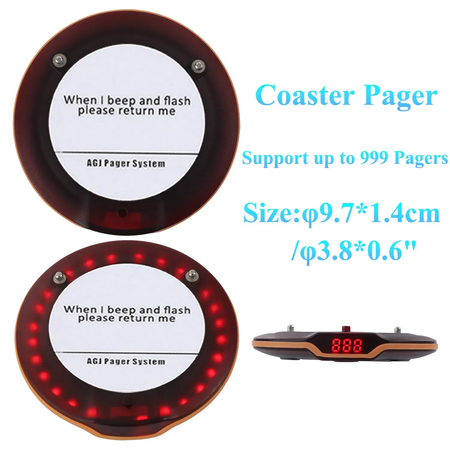 Wireless Restaurant Pager System 30 Coasters for Food Truck Cafe Shop Bar