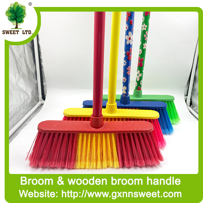 Cheap Household Items Soft Bristle Plastic Broom for Outdoor and Home Cleaning