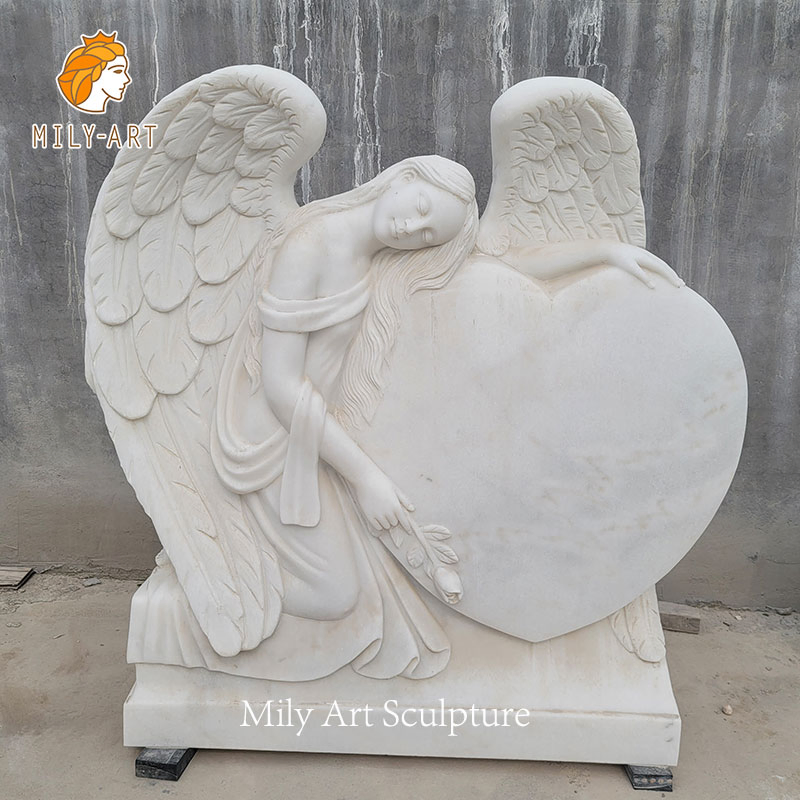 Detailed Carving Tombstone Monuments Angel Marble Headstones