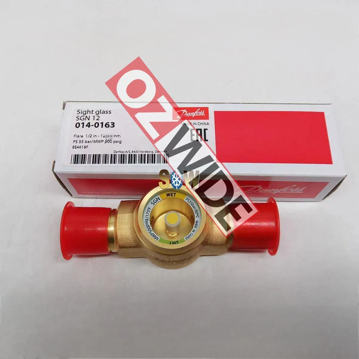 Danfoss 014-0163 Sgn12 Sight Glass Solder Flare ODF Refrigeration Cold Room