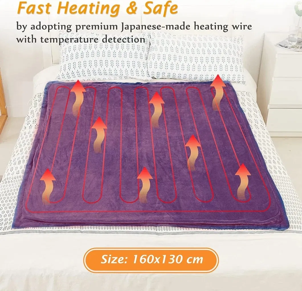 New Design Heat Settings Warm Electric Heating Blanket Amazon Hot Sell Supplier