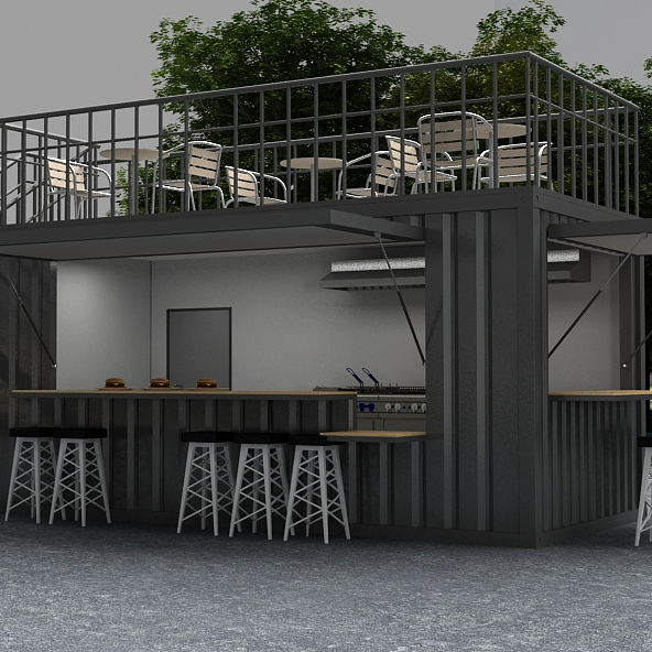 Prefab Portable Container House Steel Structure Building Mobile Coffee Shop