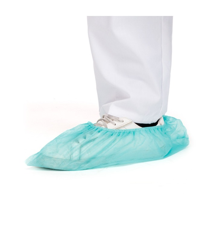 Skid Resistance Disposable Medical Use PP Shoe Cover with Stripes at Sole for Hospital