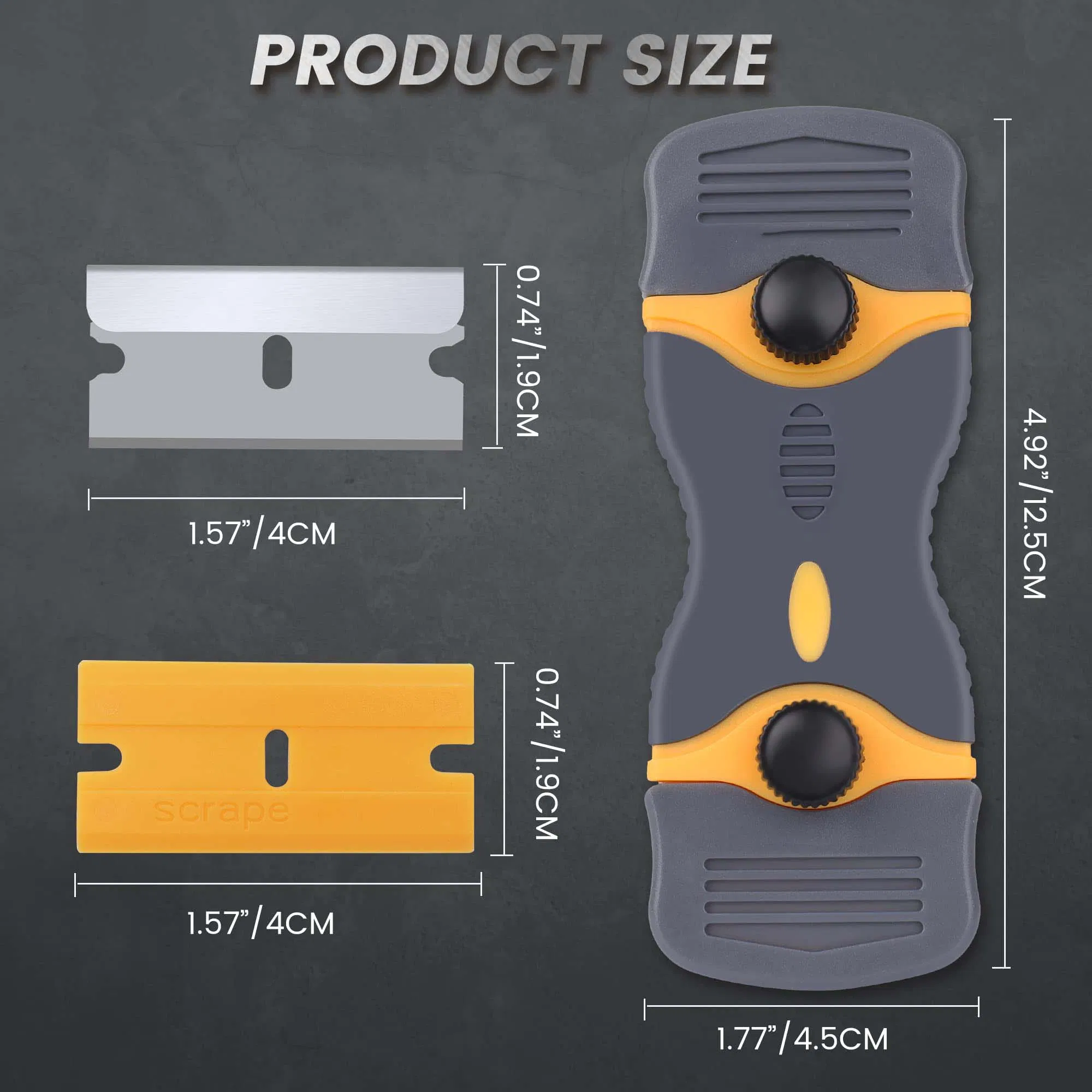 Hautine Plastic Cleaning Scraper Razor Scraper with Plastic Blades and Metal Blades
