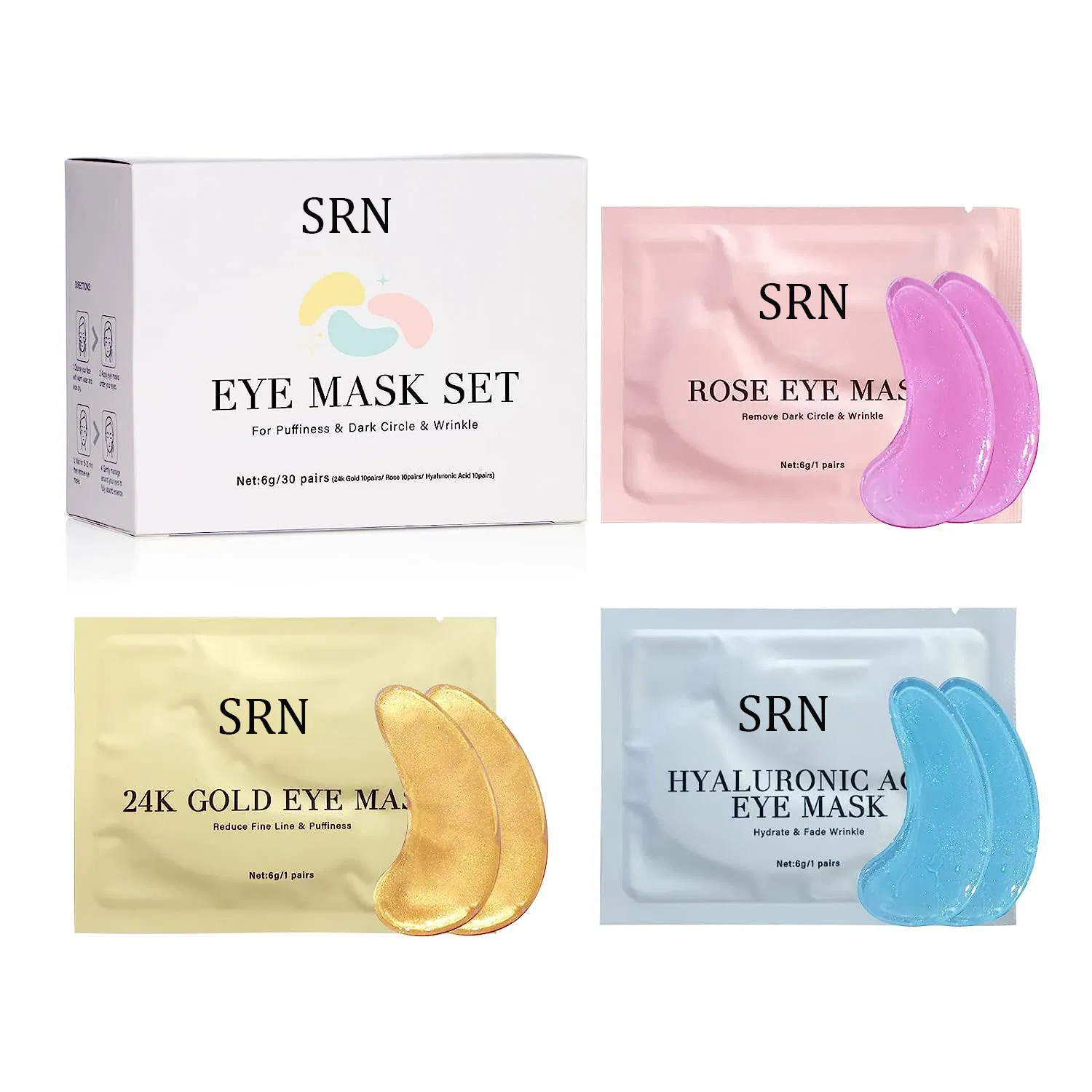 Private Label Gold Eye Mask Rose Eye Mask Hyaluronic Acid Eye Patches for Dark Circles & Puffiness