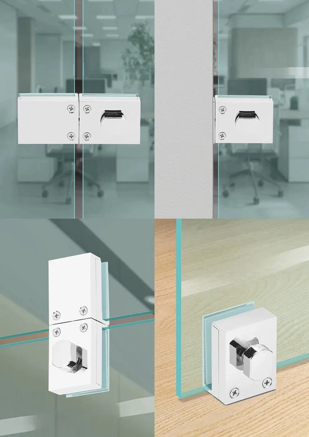 Hot Sale Zinc Alloy Glass Door Lock No Drilling and Easy to Install