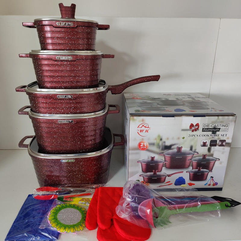 Hot Sale Die Cast Granite Coating Cookware Set Non Stick Marble Coated Aluminum Casserole Cooking Pot