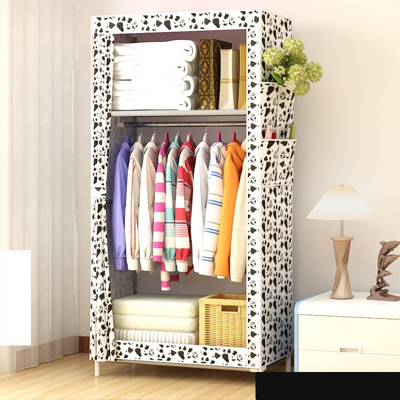 Steel Pipe Reinforced Steel Frame Simple Modern Storage Cabinet Assembly Cabinet Single Small Wardrobe Storage Simple Wardrobe