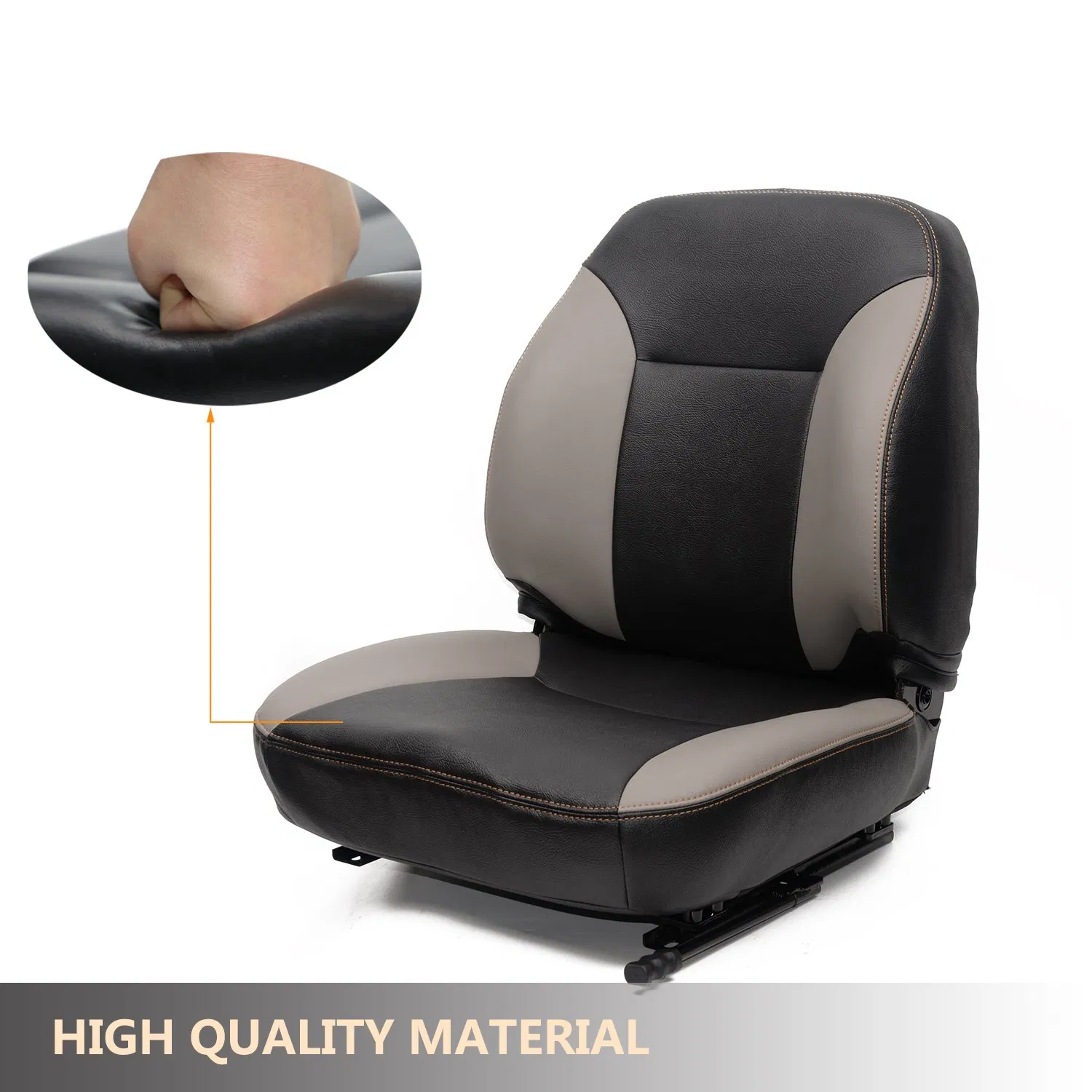 Replacement High-Back Steel Frame Tractor Seats with Heavy-Duty Black Vinyl Leather
