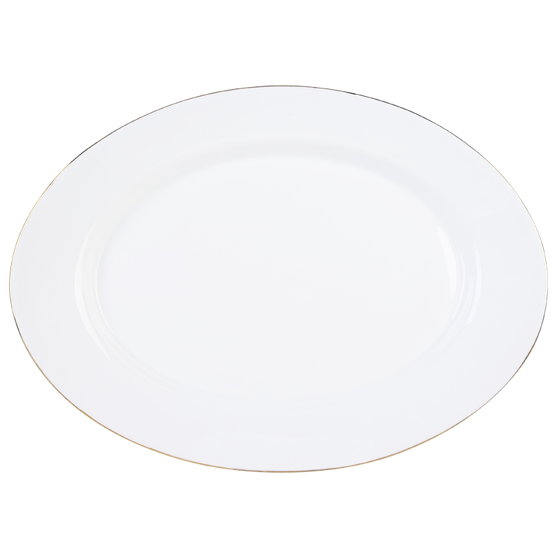 Opal Glassware Dining Plate with Elegant Gold Rims