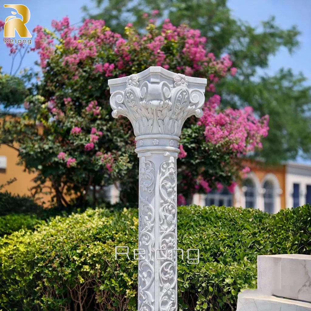 Exquisite Decorative Natural Stone Carving Pillar Marble Roman Column