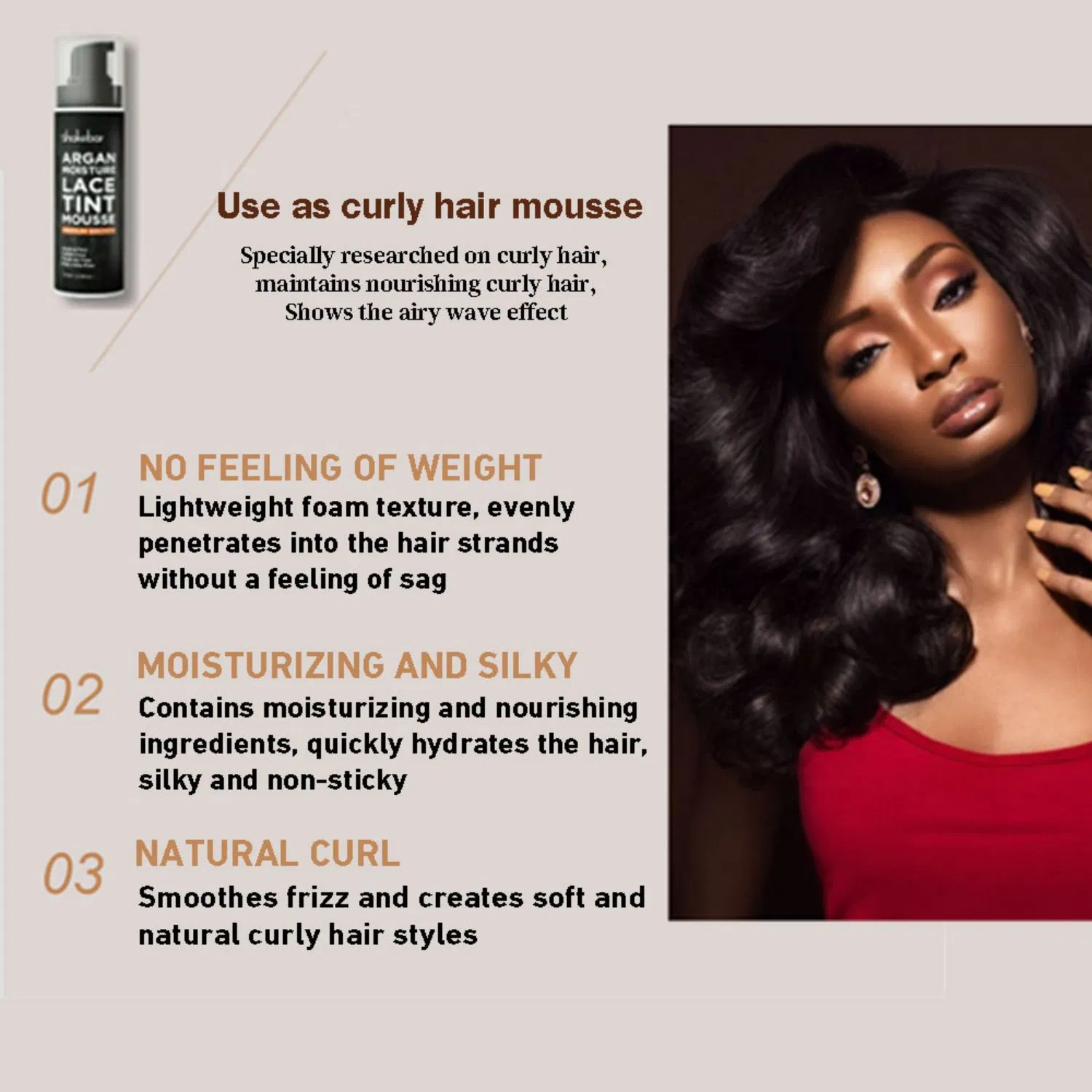 Factory Price Medium Brown Dark Brown Sweat Proof Lace Tint Mousse