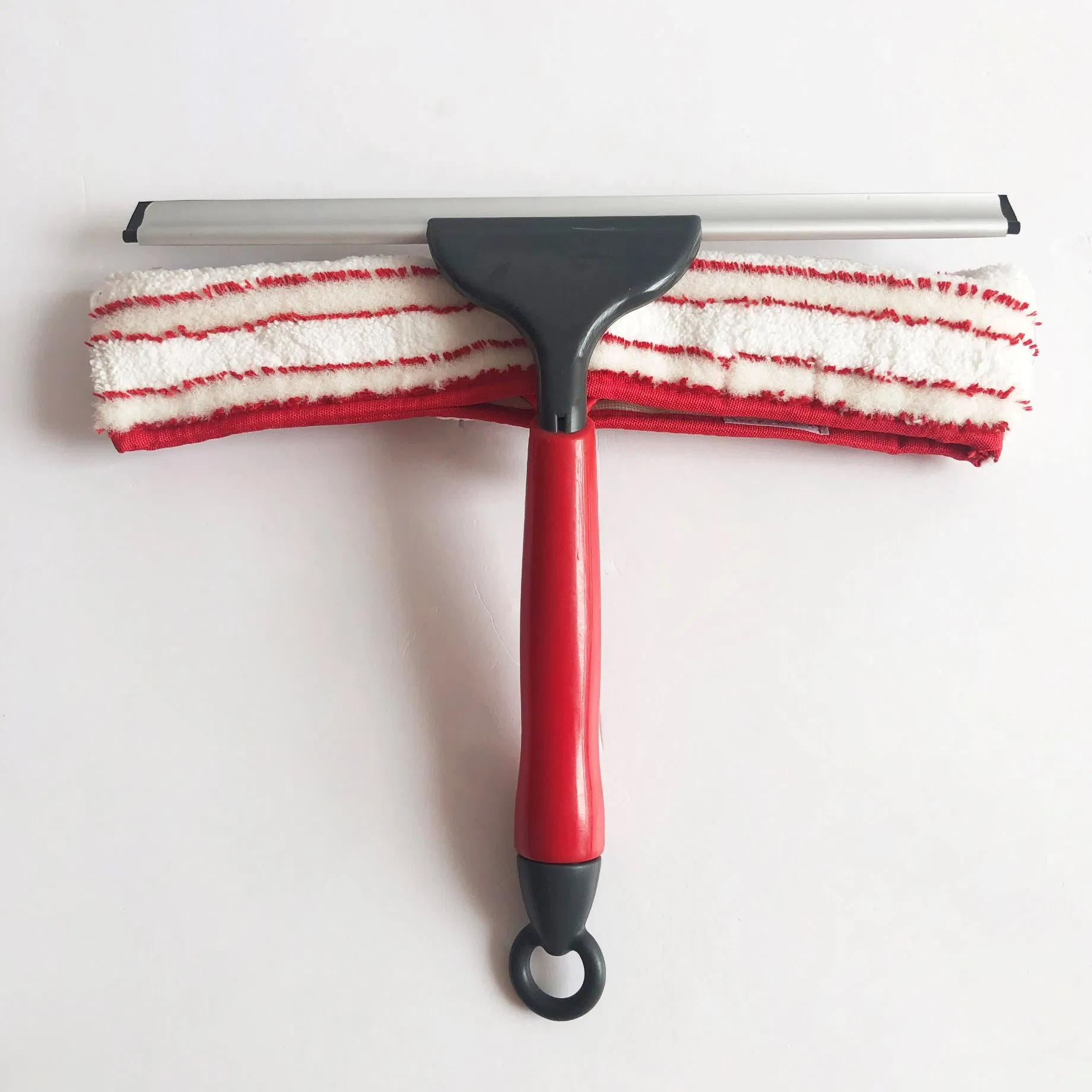 Microfibre Window Washing Equipment Scrubber with Dobule Side Head Microfiber Wiper and Aluminum Holder with Rubber Squeegee for Any Glass Cleaning