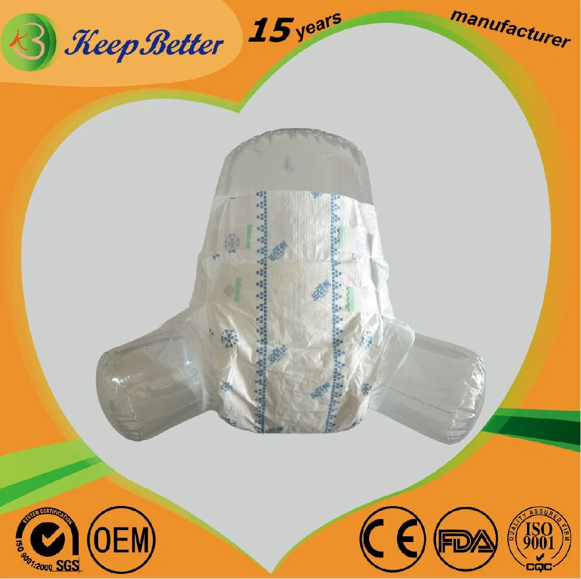 OEM Magic Tape Clothlike Backsheet Medical Care Personal Hygiene Incontinence Bulk Products Adult Brief Diaper M L XL XXL