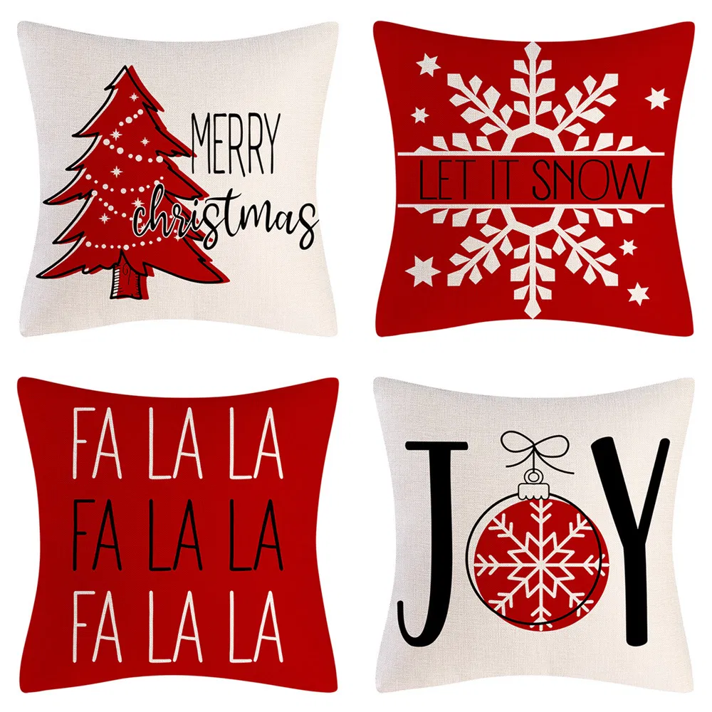 Wholesale Custom Christmas Decoration Pillow Cover Polyester Red Handwoven Cushion Cover Pillow Case