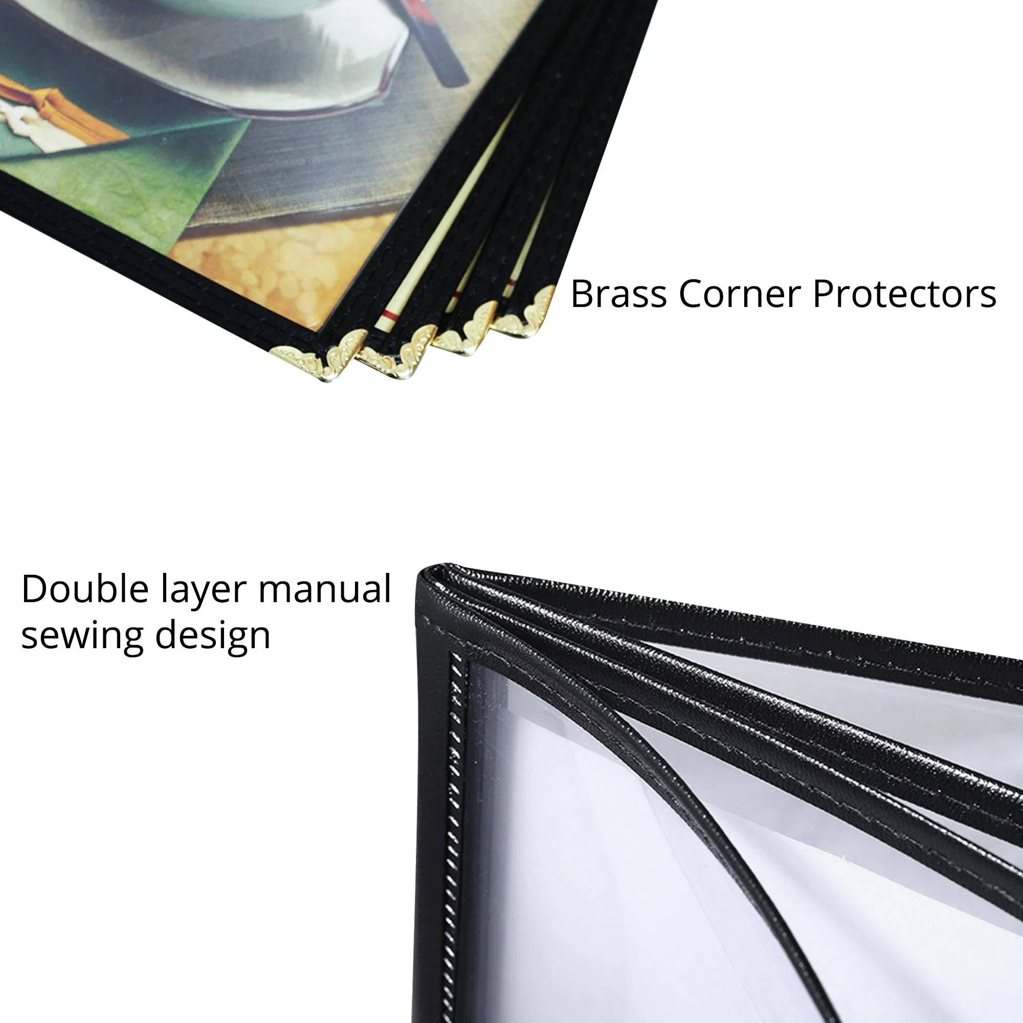 Wholesale Double Stitched Edge Crystal Clear Vinyl Cafe Style Menu Holder