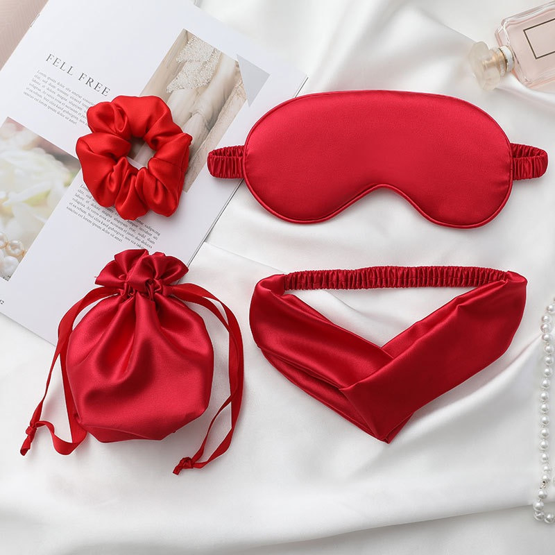 Luxury Satin Sleep Set-Eye Mast Scrunchie Headband Gift Pouch