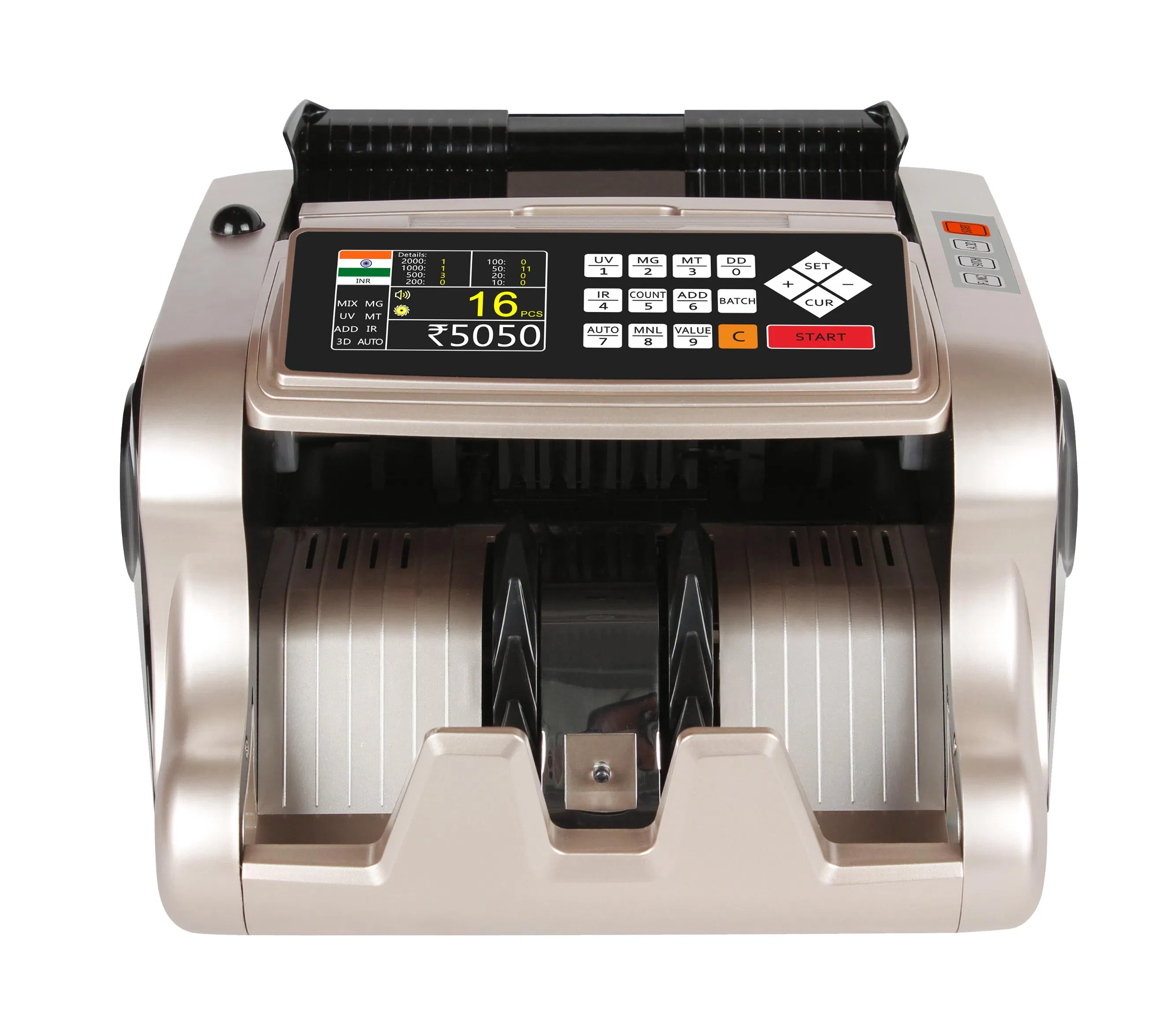 Chuanwei Al-6600t Indian Rupee Mix Value Cash Counter Bill Counting Machinecurrency Counter