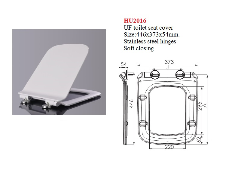 Hu2016 White UF Toilet Seat Cover, Square Toilet Seats, UF Seat Cover