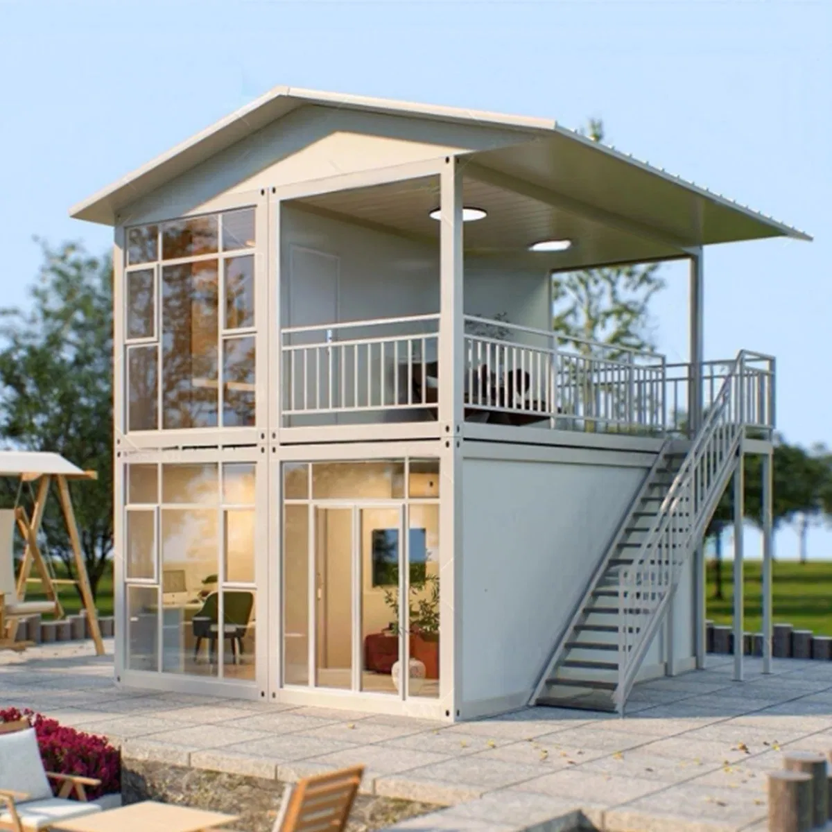 Two Level Mixed Use Commercial and Residential Modern Container House