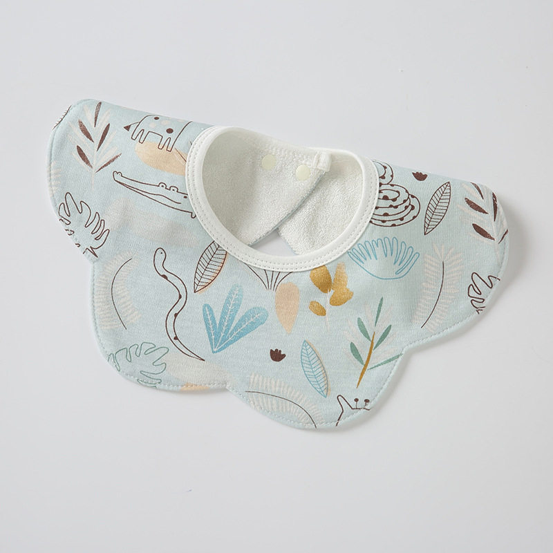 Cotton Waterproof Spit Towel Newborn Baby Snap Button Cartoon Bibs