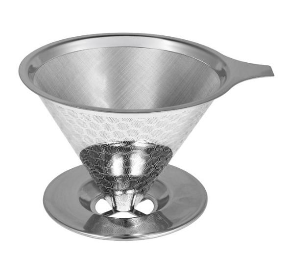 Mesh Stainless Steel Portable Reusable Pour Over Tea Coffee Filter Dripper Maker