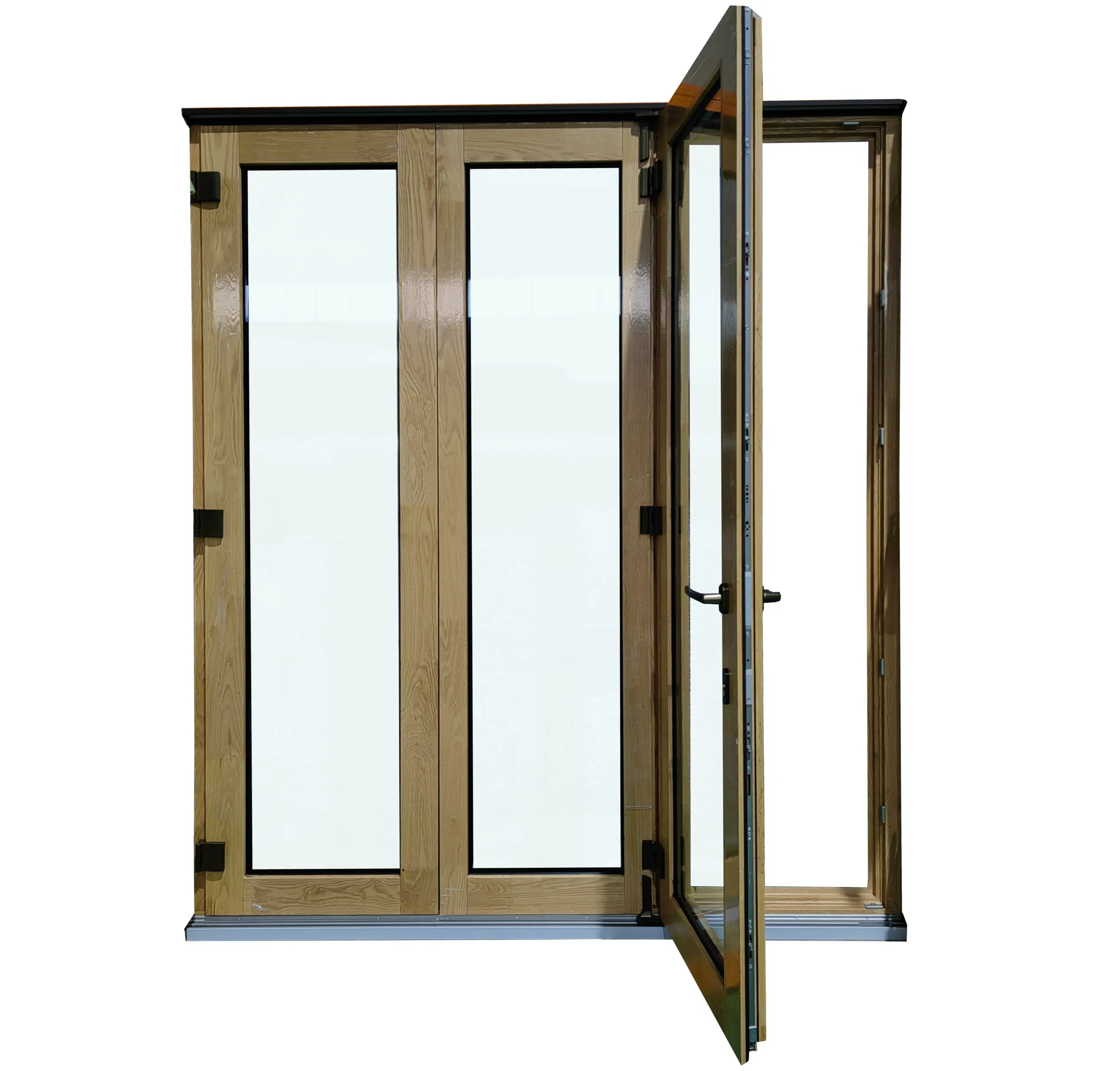Penjoy Energy Efficient Tempered Glass Custom Solid Wood Bi-Folding Door