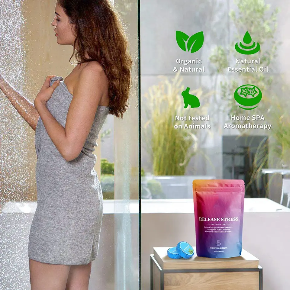 Private Label SPA Bombs Essence Shower Steamers Aromatherapy 15 Packs Shower Steamers