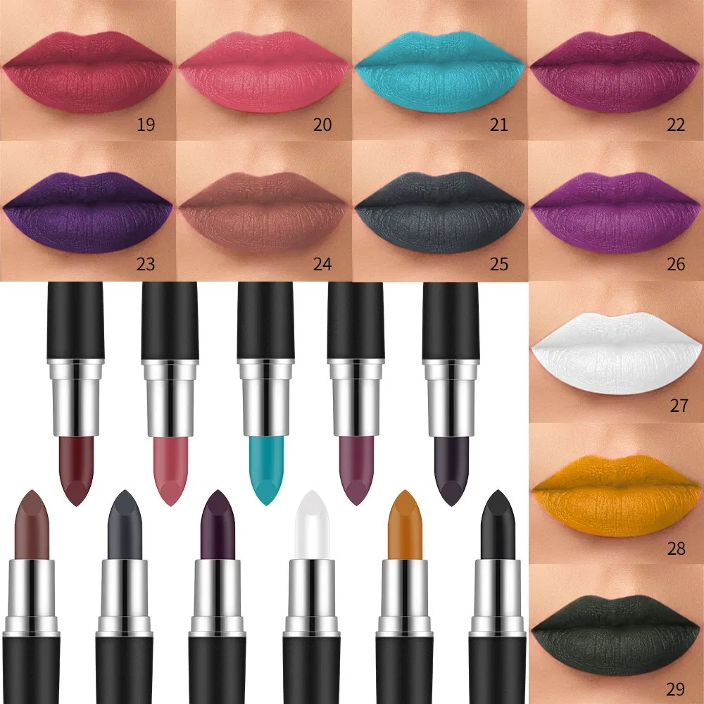 29 Colors Black Lipstick Vegan Organic Waterproof Makeup Private Label Creamy Nude Velvet Matte Lipstick
