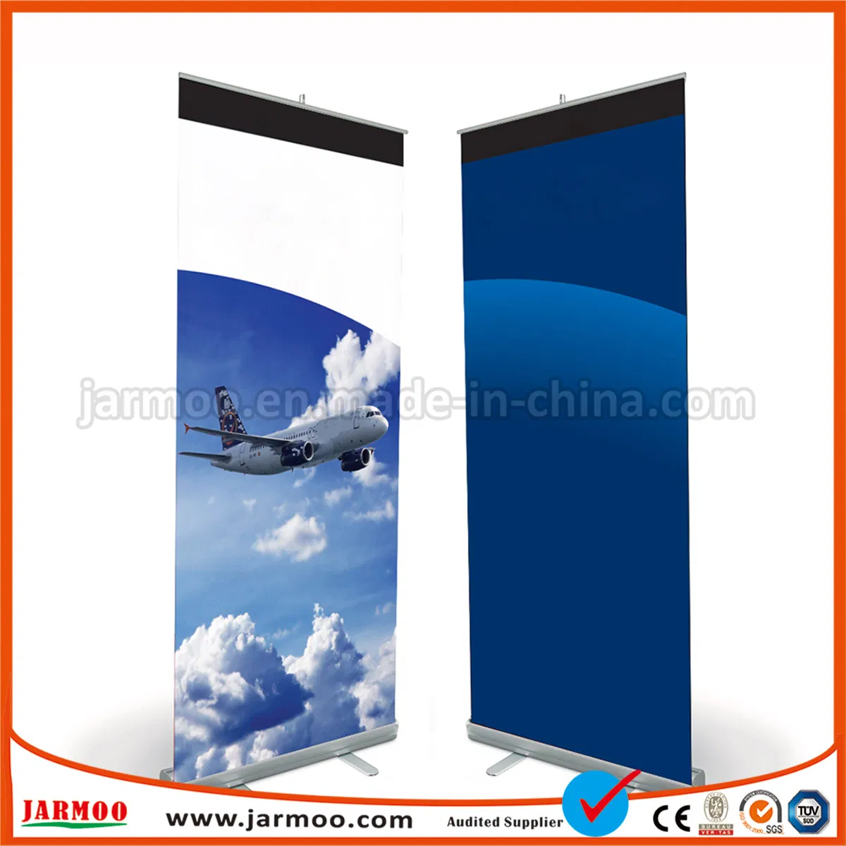 Aluminum Display Stand with Double Side Printing Banner