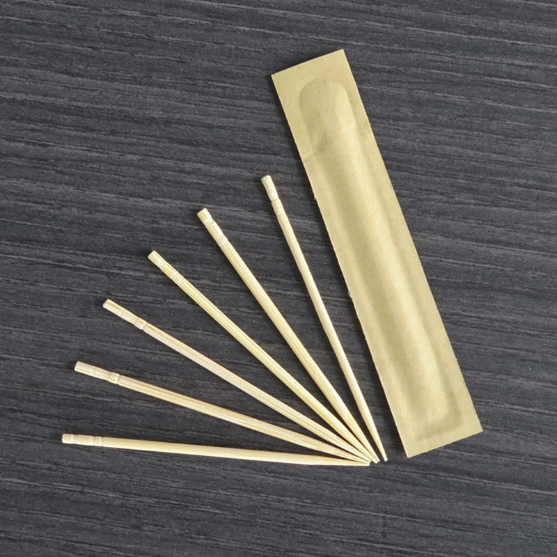 Wholesale Disposable Bamboo Toothpicks Hotel Restaurant Kraft Paper Packaging Bamboo Toothpicks with Individual Wrapped