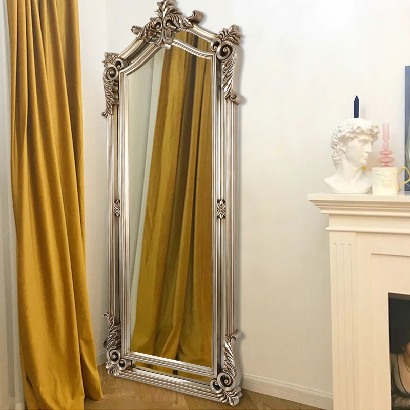 European Carved Full Length Glass Mirror Retro Floor Mirror Dressing Mirror Clothing Store Fitting Mirror