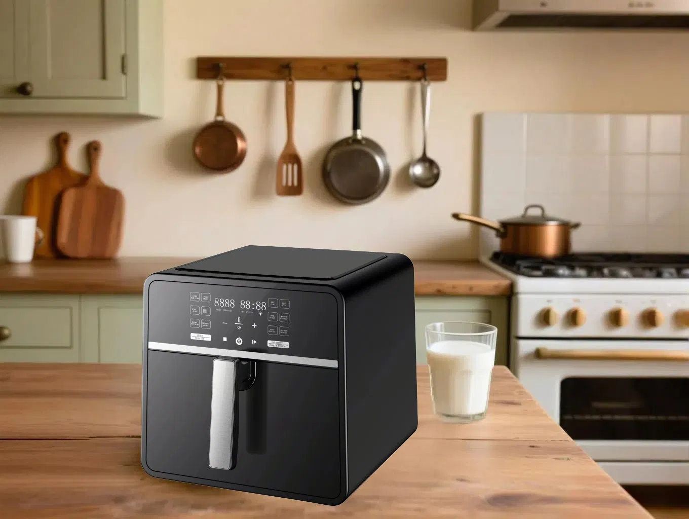 Square High-Quality Air Fryer: 12 One-Touch Cooking, Dual Assurance of Safety and Health