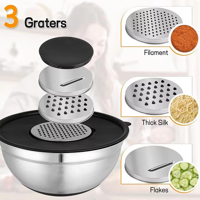 Stainless Steel Silicone Base and Cover Screwing Tool Set for Salad Bowl