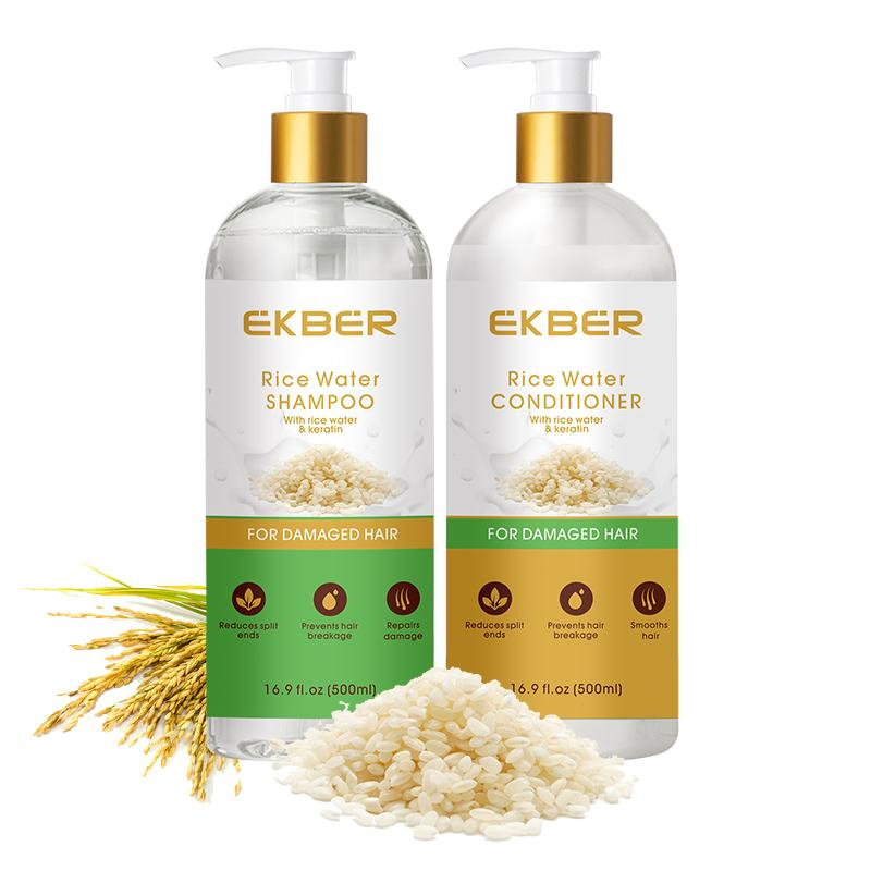 Rice Water Shampoo and Conditioner Private Label 100% Natural Organic Strength & Growth Hair Treatment Hair Care