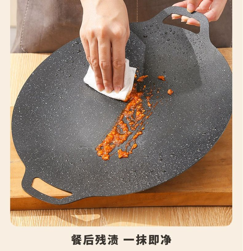 Non-Stick Smokeless BBQ Teppanyaki Pan, Home/Outdoor Use, Induction/Gas Stove Compatible, Easy to Clean