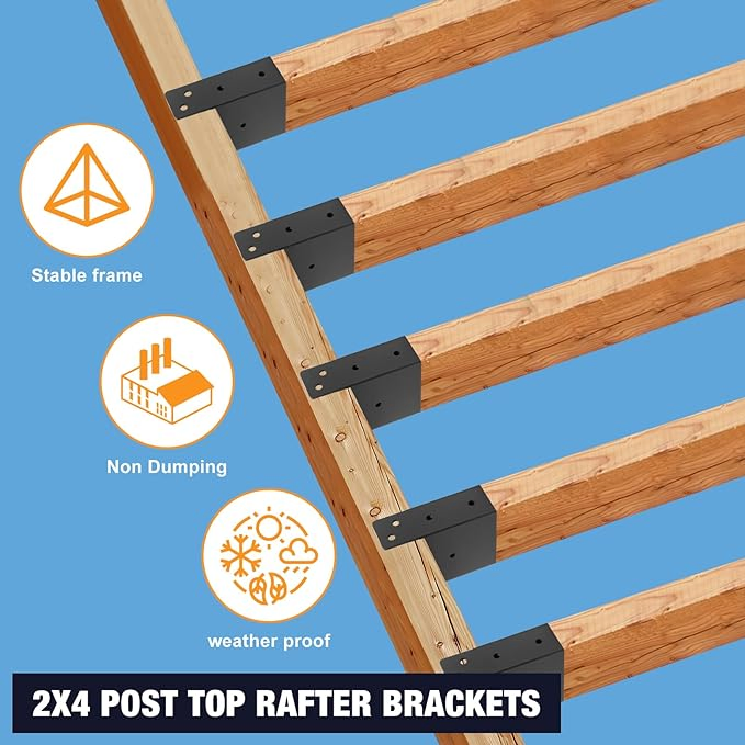 2" X 4" (Actual 1.6" X 3.6") Pergola Brackets for Pergolas, Gazebos, Log Cabins