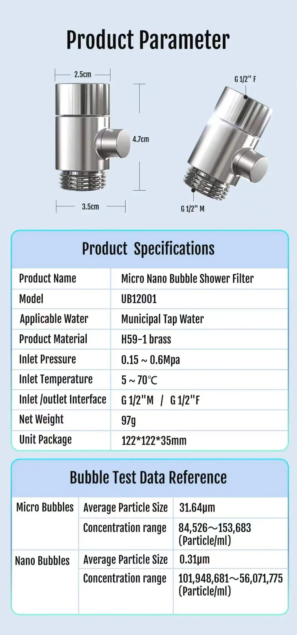 Shower Aeratpor Making Micro Nano Bubble Deep Clean Skin & Hair Remove Chlorine Installled in Shower Head in Bathroom