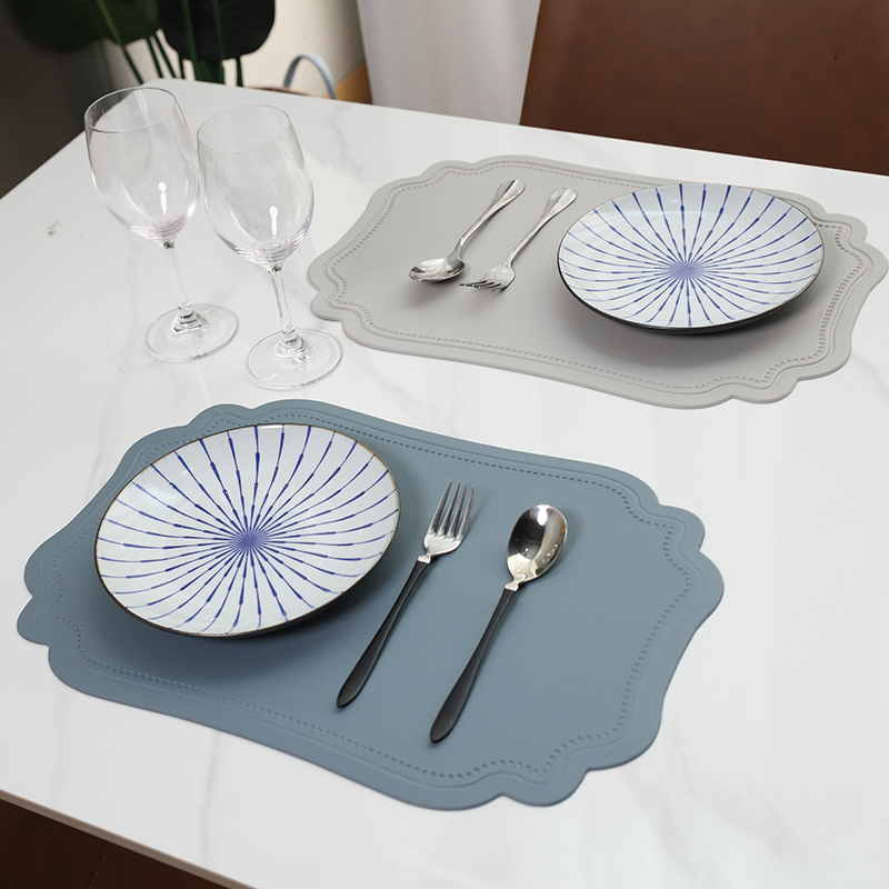 PVC Table Mats Classic Style Washable Placemat for Dining Table Home Kitchen Decor Leather Faux