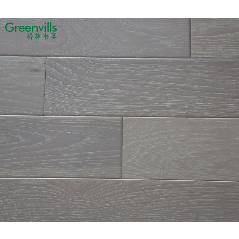 Grey Handscraped Surface American Hickory Wood Flooring Nailed Down Floorboards