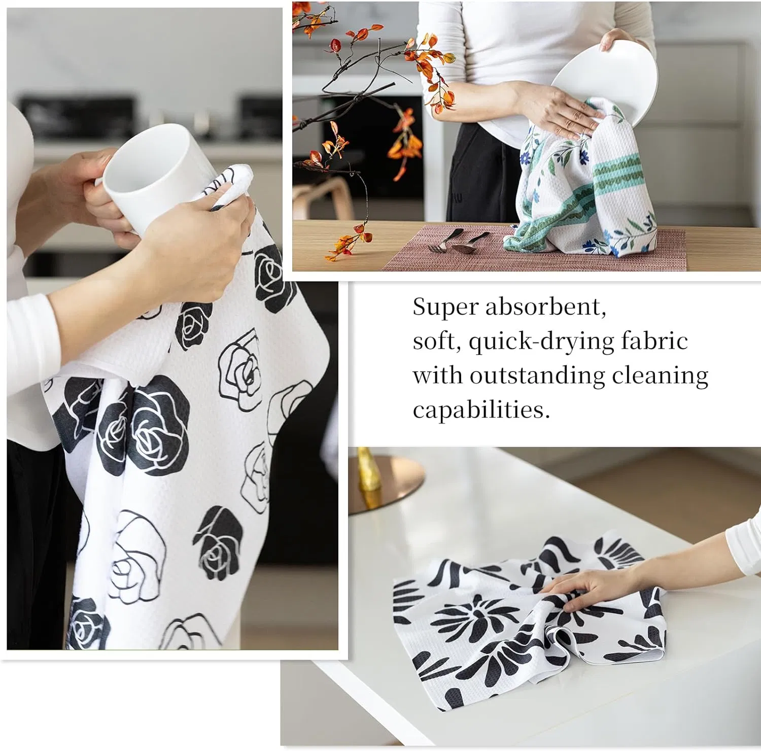 Personalized Waffle Weave Tea Towel Super Absorbent Knitted Kitchen Towel Custom Printing for Sublimation