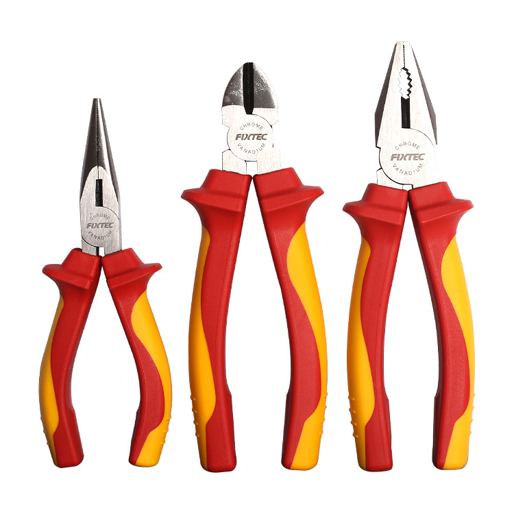 Fixtec Hand Tools CRV Plier VDE Insulated Combination Pliers Tools