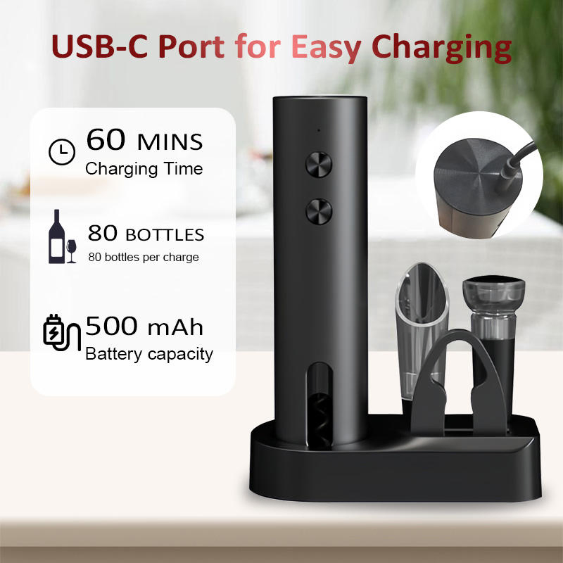 Christmas Gifts Automatic Bottle Opener Electric Wine Opener USB Rechargeable with Pourer