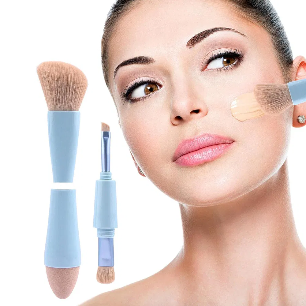 4-in-1 Makeup Brush Vegan & Travel-Friendly All-in-One Beauty Tool for on-The-Go Glam Dropshipping Brushes